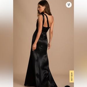 Black satin one shoulder maxi dress in size XS/0